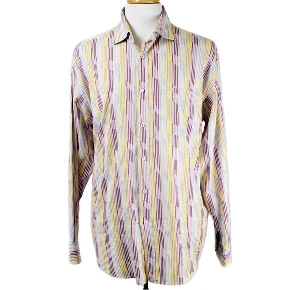 BUGATCHI UOMO Colorful Wave Pattern Button Shirt - Picture 1 of 5